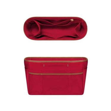 Imagem de GIVLEFLY Bolsa organizadora com vários bolsos, divisórias médias para bolsa interna com alça (28, vermelho), forro leve com suporte de copo adequado para Longchamp, tamanho médio e City30 e mais