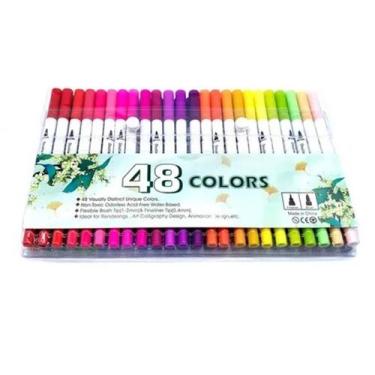 Imagem de Canetinhas de colorir brush - cores variadas - BRW, 48 CORES