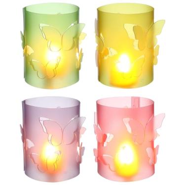 Imagem de Retisee 12 conjuntos de centros de mesa de borboleta para mesas, lanternas boêmias, com luzes de chá, velas, centros de mesa, decorações de festa de aniversário de borboleta para chá de bebê, artigos