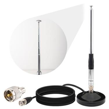 Imagem de YOTENKO Antena CB magnética de 27 MHz 22 a 129 cm, antenas telescópicas BNC macho para rádio portátil e portátil, compatível com rádio Cobra Midland Uniden President