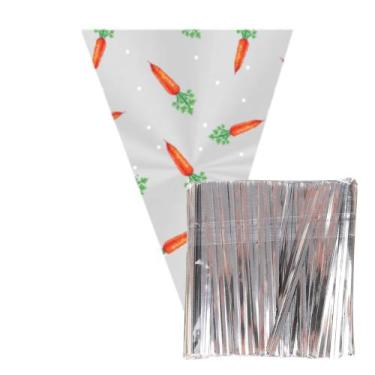 Imagem de 100 Saco Cone para Lembrancinha 18x30cm com Fecho - AAZ, Cenoura