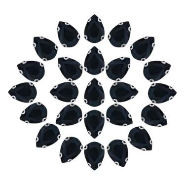 Imagem de Acoeitl 100 peças 10 x 14 mm Gota costurada em strass cristal preto transparente pedras preciosas prata em forma de D enfeites de garra para roupas, artesanato, joias de costura para roupas, sapatos