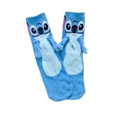 Imagem de Meias Divertidas Para Casais Disney Stitch Angel Com Atração Magnética