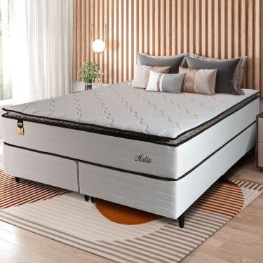 Imagem de Cama Box Bipartida Queen Size Hellen Malta Linho Com Molas Bege