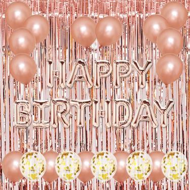 Imagem de Kit de balões de feliz aniversário, 23 unidades de balões de confete de látex