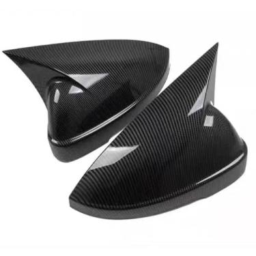 Imagem de Retrovisor do carro espelho lateral capa chifre asa tampa exterior porta traseira caso guarnição adesivo compatível com vw lavida/passat/lamandol 2019-2025(Carbon Model A)