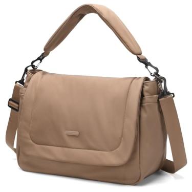 Imagem de GOLF QUALITY Bolsa de fraldas acolchoada de 22L, bolsa de viagem transversal para fraldas de bebê de grande capacidade para mãe, B - marrom, 22L
