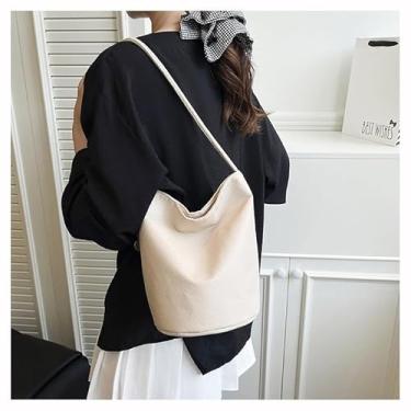 Imagem de Bolsa tiracolo de cor sólida – Bolsa de ombro feminina moderna de grande capacidade com fecho de zíper, Branco, Medium, Mochila casual