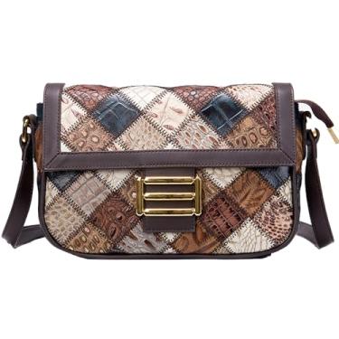 Imagem de MUSM Bolsa tiracolo feminina de couro em relevo, alça ajustável, bolsa pequena chique para uso diário em viagens noturnas