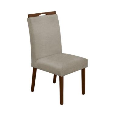 Imagem de Cadeira Mesa De Jantar Madeira Maciça Linho Premium Heloísa Mel Bege Linho