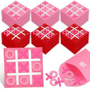 Imagem de 24 Pack Valentines Day Tic Tac Toe Strategic Board Valentine's Day Gifts Exchange Prizes Valentine Card for Party Favors