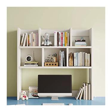 Imagem de Estante de mesa, organizador de mesa, suporte de armazenamento, estante de madeira para bancada, organizador de mesa para material de escritório, cozinha, banheiro (branco) moderno (G)