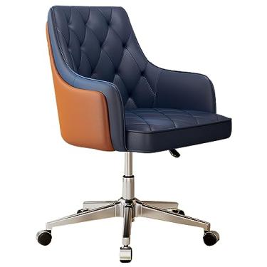 Imagem de Cadeira executiva executiva de couro PU para escritório ergonômica, cadeira de trabalho giratória, cadeira de mesa de computador para escritório em casa, cadeira retrô com base de metal dourado