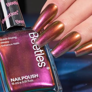 Imagem de Esmalte Beetles Chrome – Esmalte holográfico Chameleon Ember, secagem rápida, purpurina, vermelho, dourado, roxo, de longa duração, faça você mesmo, lua, arte de unhas, presente para meninas e