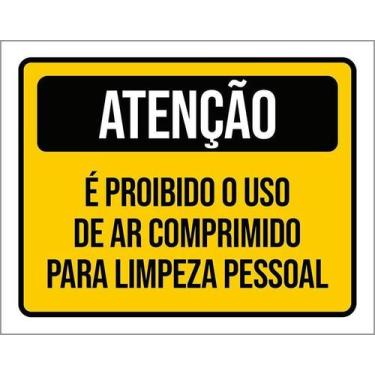 Imagem de Kit 5 Placa Acm Proibido Ar Comprimido Higiene Pessoal 18X23 - Sinaliz