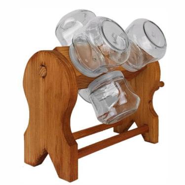 Imagem de Porta Temperos em Madeira rústico Giratório 06 Potes - SHOP EVEREST