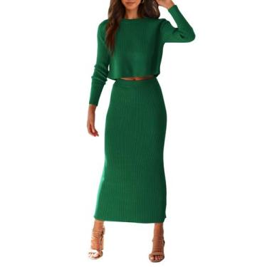 Imagem de Conjunto Feminino de Suéter PRETTYGARDEN Cropped de Tricô Canelado Sai