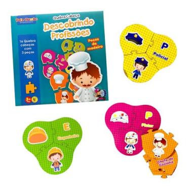 Imagem de Quebra cabeça Infantil Descobrindo Profissões Brinquedos Educativos Ma