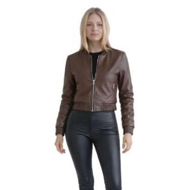 Imagem de Jaqueta Bomber Feminina Couro Fake Peluciada-Feminino