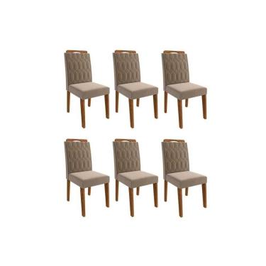 Imagem de Cadeira Cozinha Paola Wood Kit 6 Un Carvalho/suede Joli Capuccino - Cimol