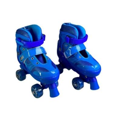 Imagem de Patins Infantil 4 Rodas Com Led 31-34 - Azul - Unik