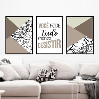 Imagem de Kit 3 Quadros Decorativos Você Pode Tudo - Cinza