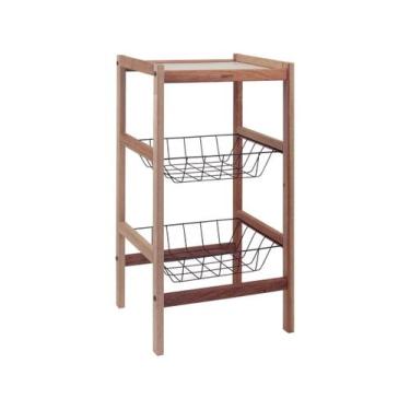 Imagem de Fruteira Tramontina Utilínea Em Madeira Mista Com 2 Cestos U, Natural