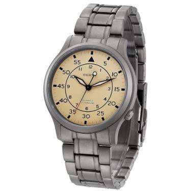 Imagem de BERNY Relógio de pulso masculino de titânio japonês Sweep Second Quartz Movement 5ATM à prova d'água masculino de campo relógio de pulso militar com relógios esportivos analógicos luminosos