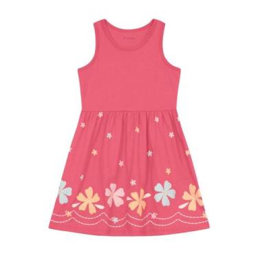 Imagem de Vestido infantil menina floral com glitter Brandili, 8, Vermelho