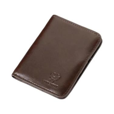 Imagem de Carteira De Couro Masculina Com Bloqueio RFID, Dobrável, Com Compartim