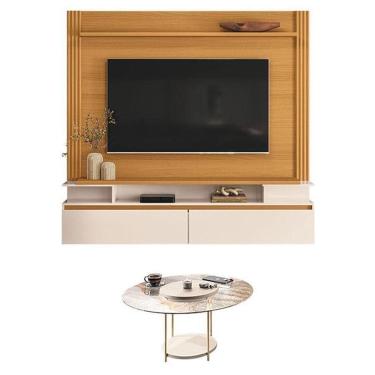 Imagem de Home Suspenso Astor Cinamomo Off White Com Mesa De Centro Sky Com Tampo De Vidro Off White - Hb Móveis