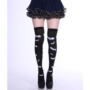 Imagem de Meia Calça 7-8 Cosplay Halloween Morcego em 90% Nylon e 10% Spandex Tamanho Único Adulto 1 Par Preto OEM
