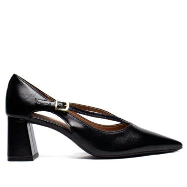 Imagem de Scarpin Feminino Vizzano Napa Imperiale Com Fivela Preto, Preto, 35