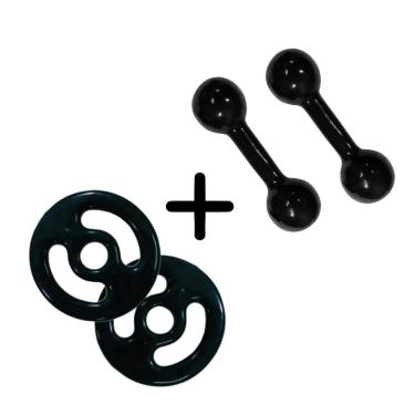 Imagem de Kit Par de halter de 4kg emborrachado + Par de anilha de 2kg emborrachado-Unissex