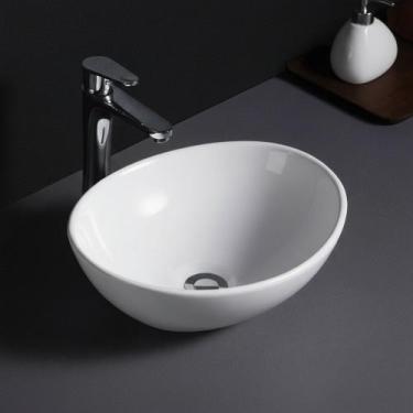 Imagem de Cuba Pia de Apoio Sobrepor Banheiro Oval Ceramica 41x 33,5x14,5cm Bran