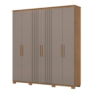 Imagem de Guarda Roupa Casal ávila 6 Portas 4 Gavetas Com Pés Ripados D333 Nature Avelã - Henn