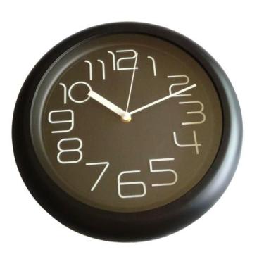 Imagem de Relógio de Parede Redondo 30x30x4,2cm Dial Sweep Branco ou Preto - Imp