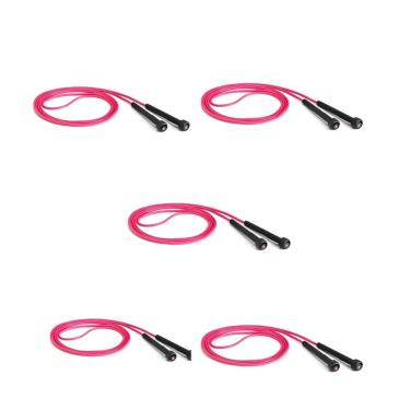 Imagem de Kit 05 Corda de Pular Pvc 275cm para Treino de Agilidade e Resistência Rosa Atrio