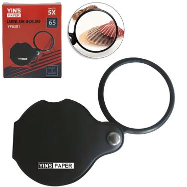 Imagem de Lupa de Bolso Yins Brasil YP8301 com Lente de Vidro 65mm 5x Ampliação 1 Unidade