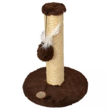 Imagem de Arranhador Para Pets Gatos Redondo Médio Pelucia Marrom 25x33 cm São P