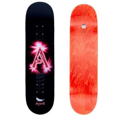 Imagem de Shape Maple April Skateboard Logo A Red Black 8.0 - April Skateboards