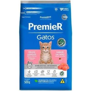 Imagem de Ração Premier Pet Ambientes Internos Gatos Filhotes Pelos Longos Salmã
