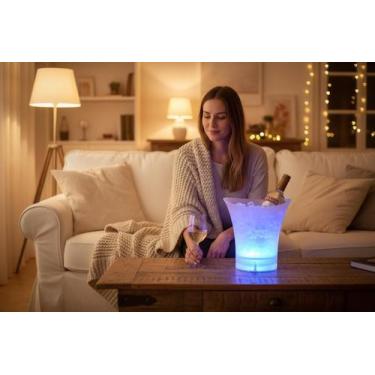 Imagem de Balde para Bebidas com LED e Caixa de Som Integrada Branco Iluminado F