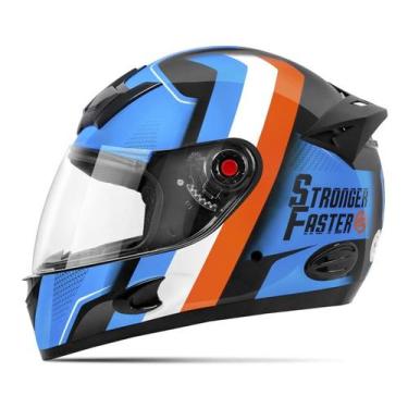 Imagem de Capacete Moto Fechado Mixs Mx5 Etceter Stronger Faster Brilhante, AZUL