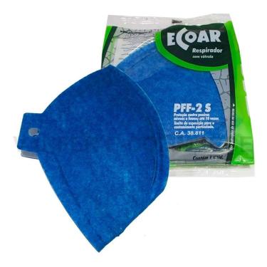 Imagem de Máscara Descartável PFF2 N95 CA 38811 Sem Válvula Ecoar Azul Plastcor