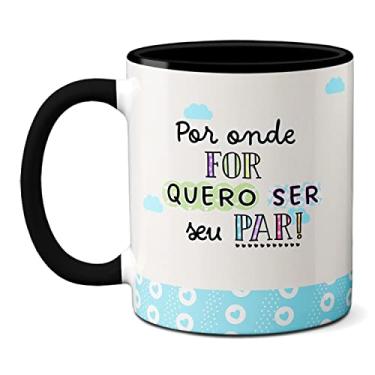 Imagem de Caneca Flork Namorados Fofos Por Onde For Quero Ser Seu Par (Preta)