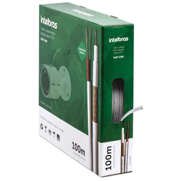 Imagem de Cabo Coaxial Bipolar 4mm 2x26awg 80% 100m FC80CBR FAST CAM Intelbras