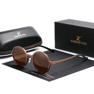 Imagem de Óculos de Sol Masculino Redondo Steampunk Kingseven Polarizados 