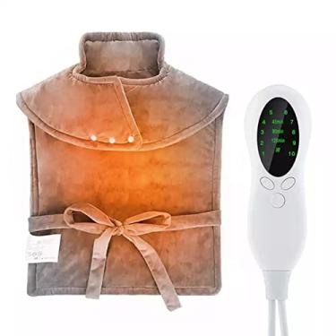 Imagem de Almofada de aquecimento para alívio da dor no pescoço e ombro e nas costas, Envoltório de almofada de aquecimento elétrico com 10 configurações de calor e 3 desligamento automático de tempo