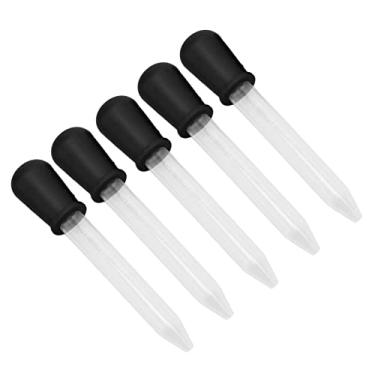 Imagem de 5 unidades de pipetas líquidas, material de silicone, fácil limpeza, descartável, conta-gotas com ponta de bulbo para crianças, medicina, ciência, doces, moldes de goma artesanal (preto)